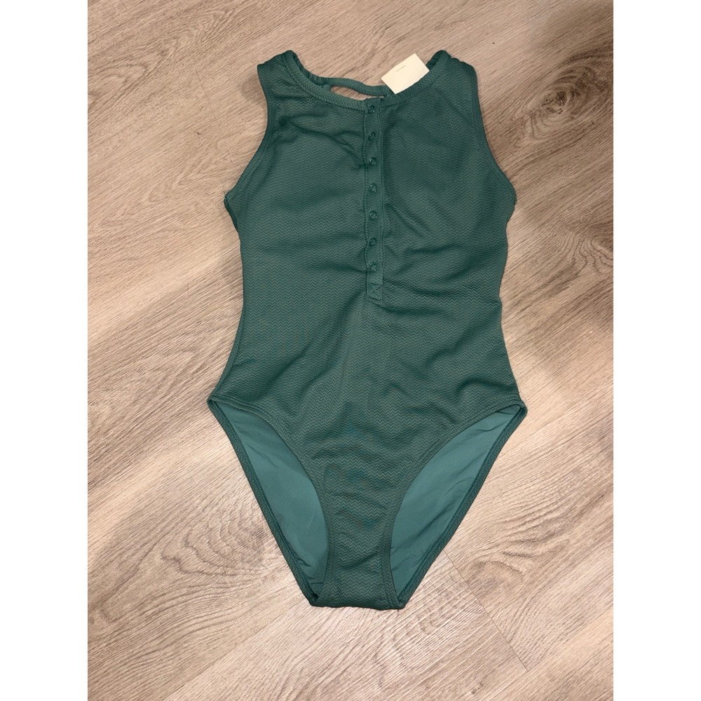 Andie Swim for Target Green Textured Chevron One Piece Swimsuit XS NWT